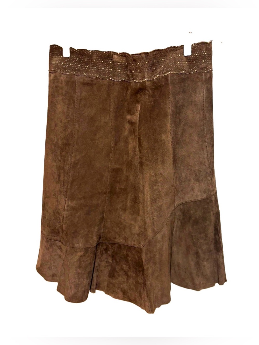CAbi Chocolate Brown Suede Midi Skirt size 6